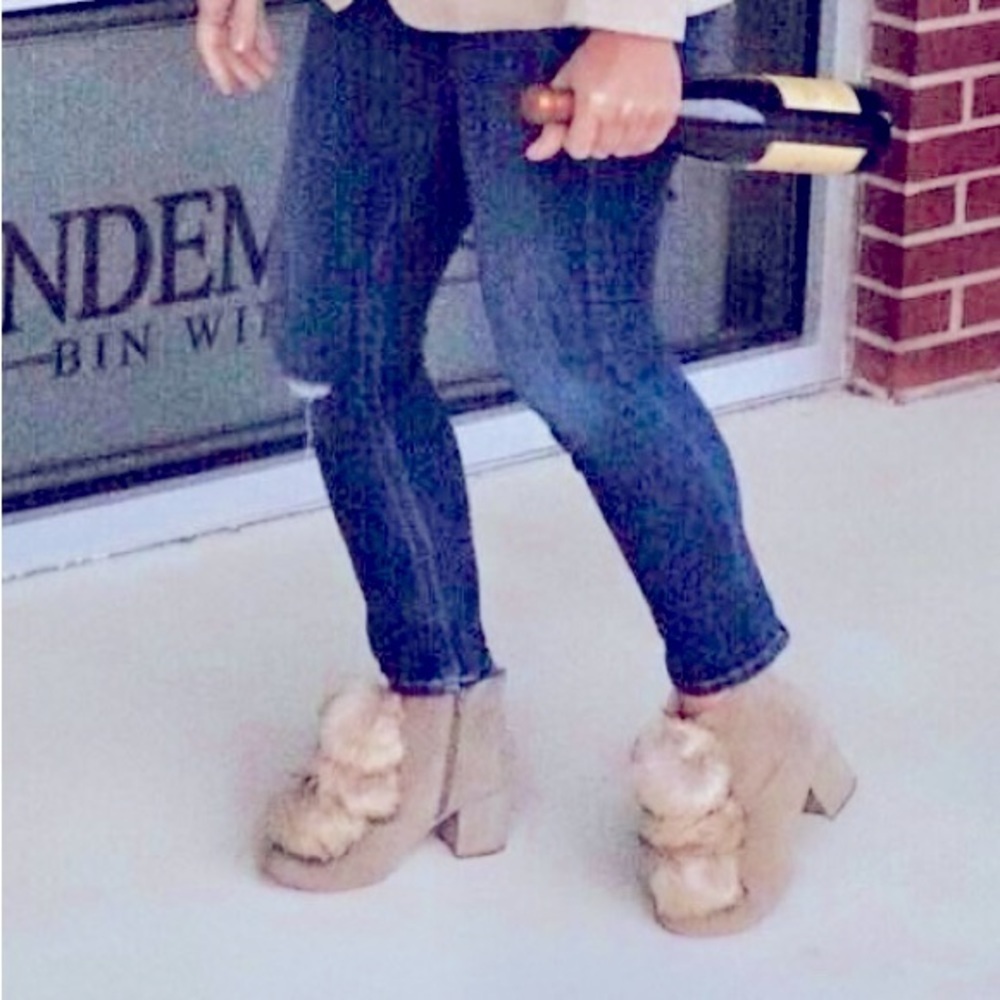 Cecelia New York Suede Pom Pom Booties Size 8.5​​​